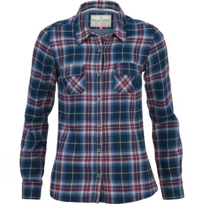 Camisa Brakeburn Large Check Flannel Mujer - Azul Marino - Chile YPG517623